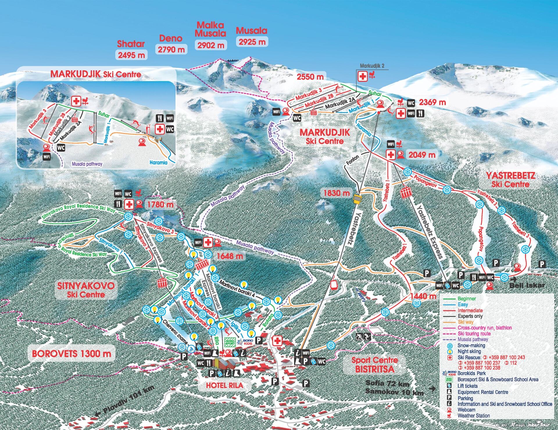 Borovets Ski Resort Guide Lagenkarte Borovets Ski Urlaub Unterkunft