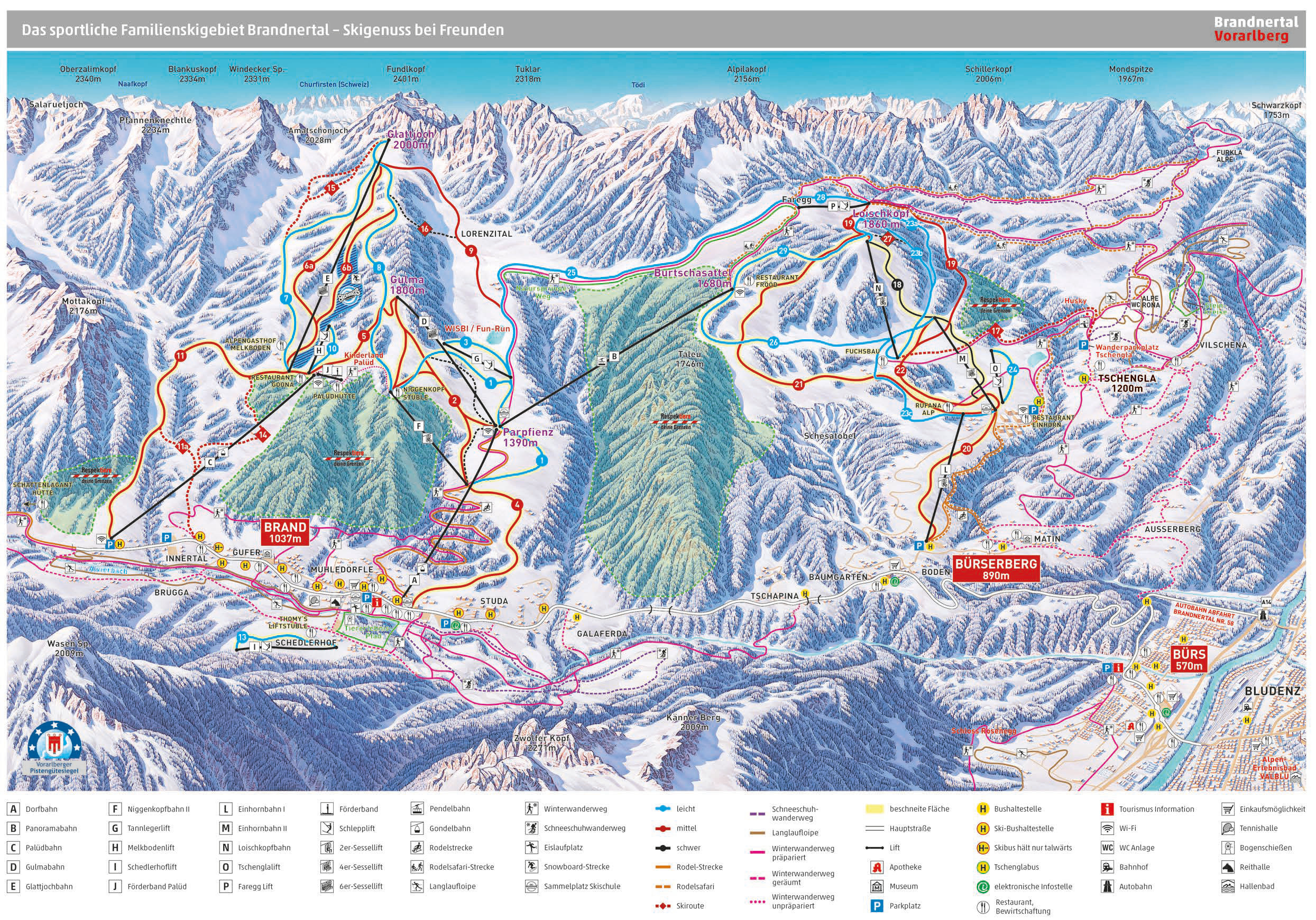 Brandnertal Piste / Trail Map