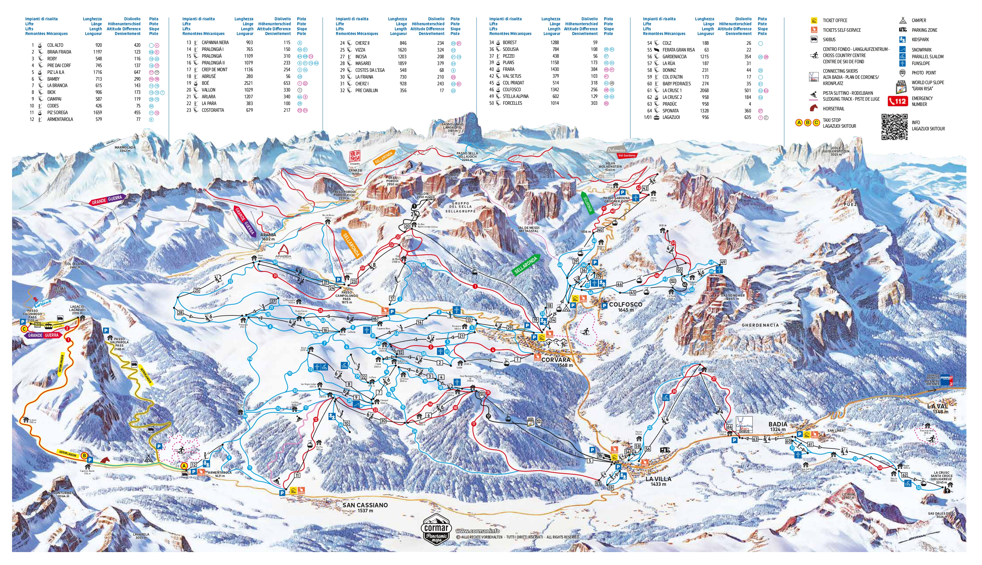 Corvara (Alta Badia) Piste / Trail Map