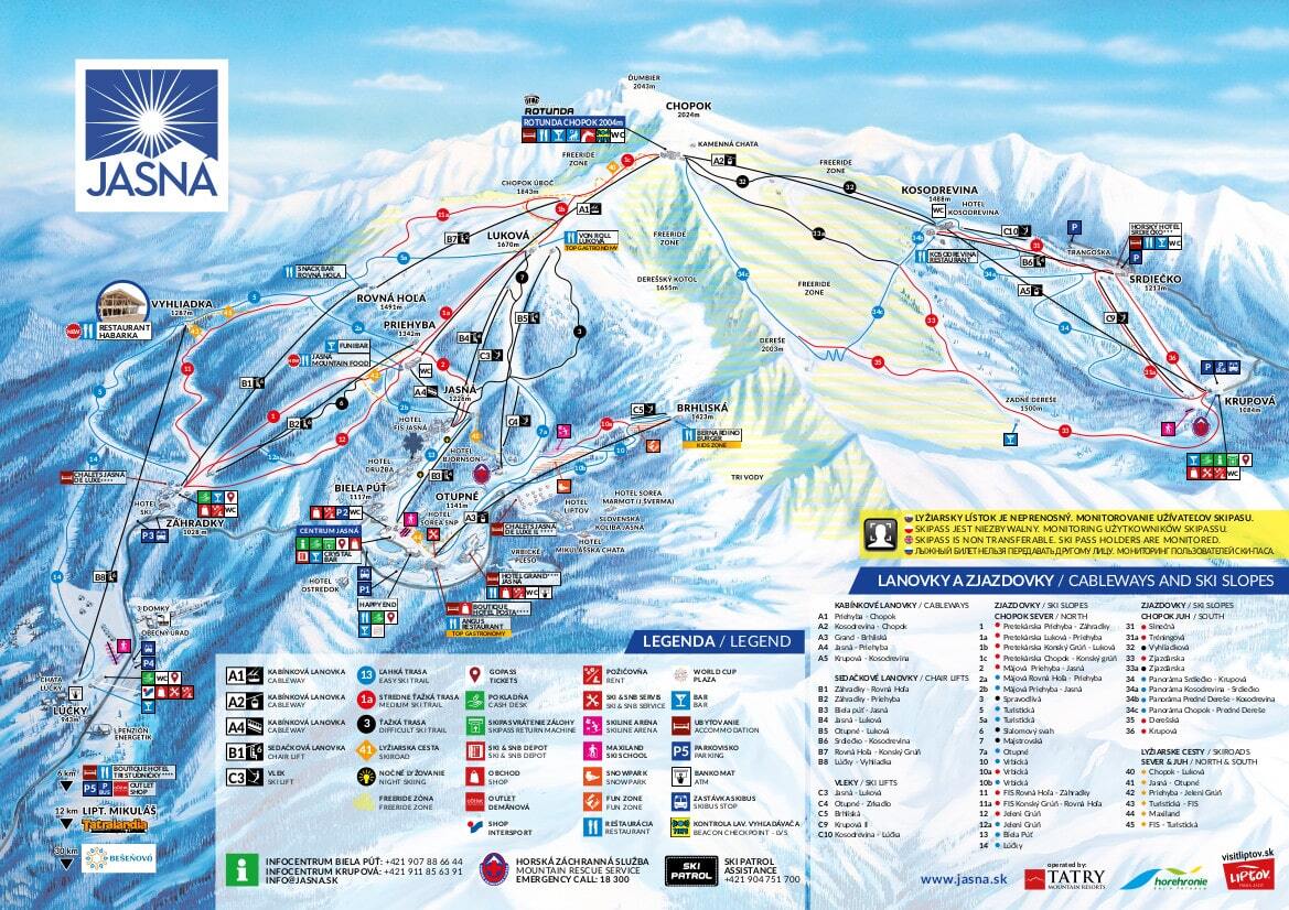 Jasná - Chopok Piste / Trail Map