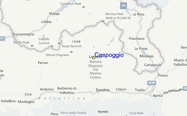 Caspoggio Ski Resort Guide, Lagenkarte Caspoggio Ski- Urlaub Unterkunft