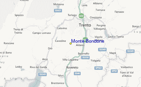 Monte Bondone Ski Resort Guide, Lagenkarte Monte Bondone Ski- Urlaub