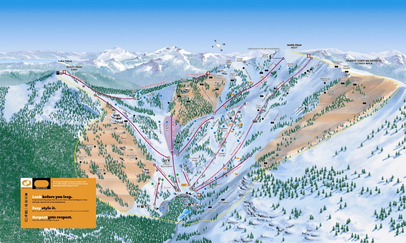 Palisades Tahoe - Alpine Meadows Piste / Trail Map