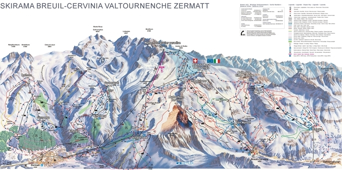 Breuil-Cervinia Valtournenche Piste / Trail Map