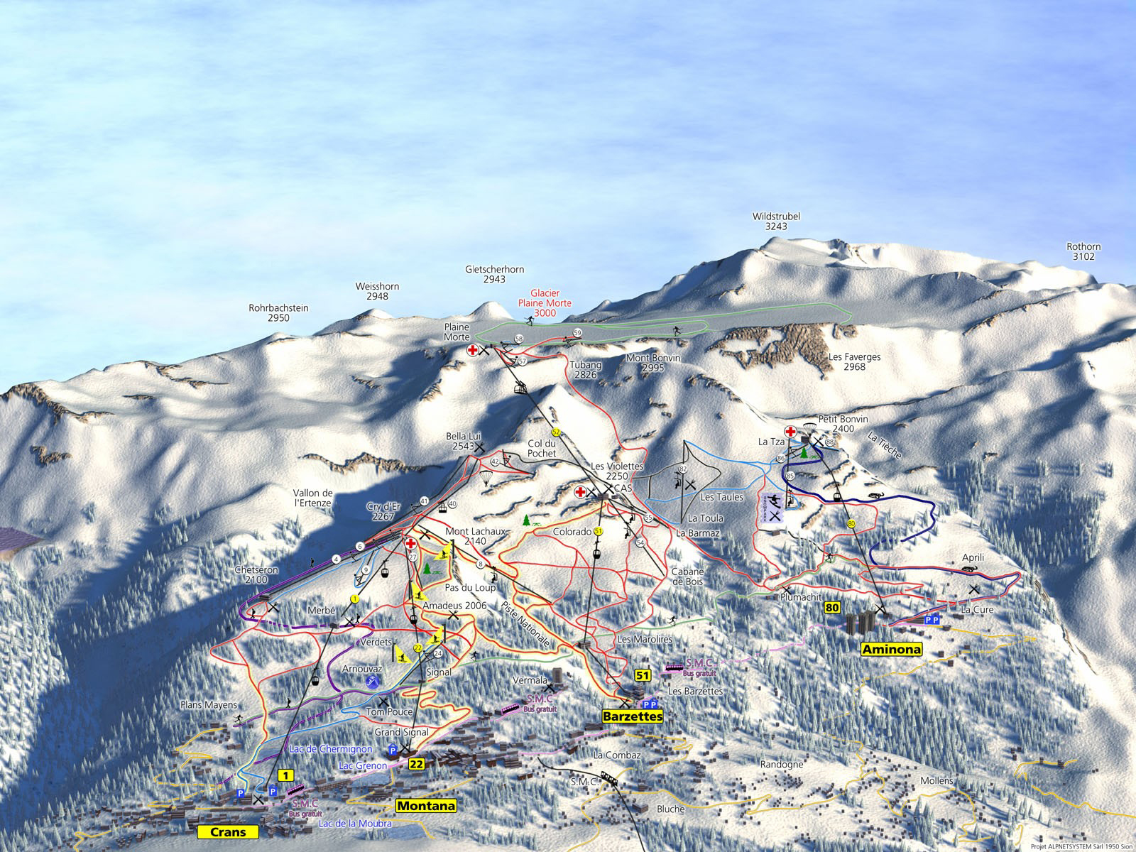 Crans Montana Piste / Trail Map