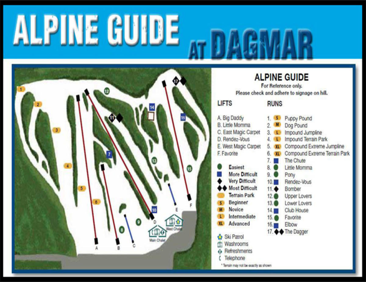 Dagmar Ski Resort Piste / Trail Map