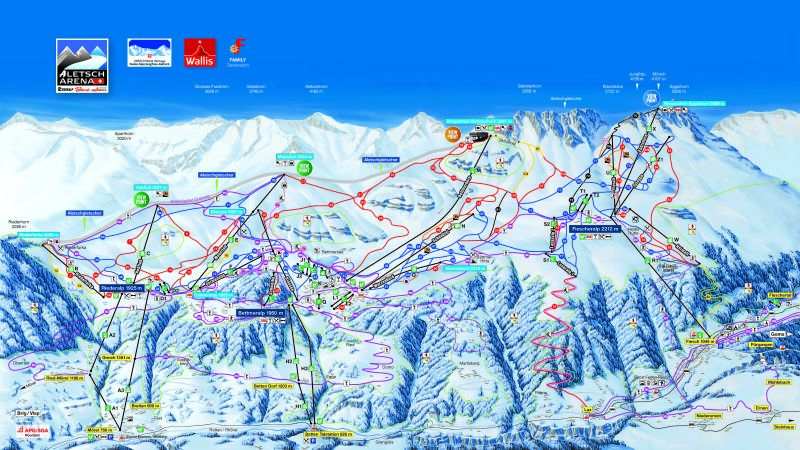 Fiesch - Eggishorn - Aletsch Arena Piste / Trail Map