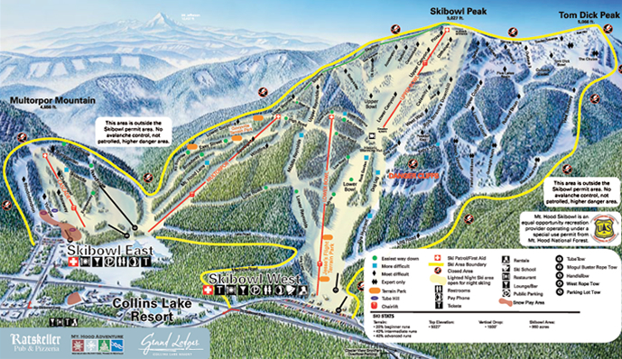 Mt Hood Ski Bowl Piste / Trail Map