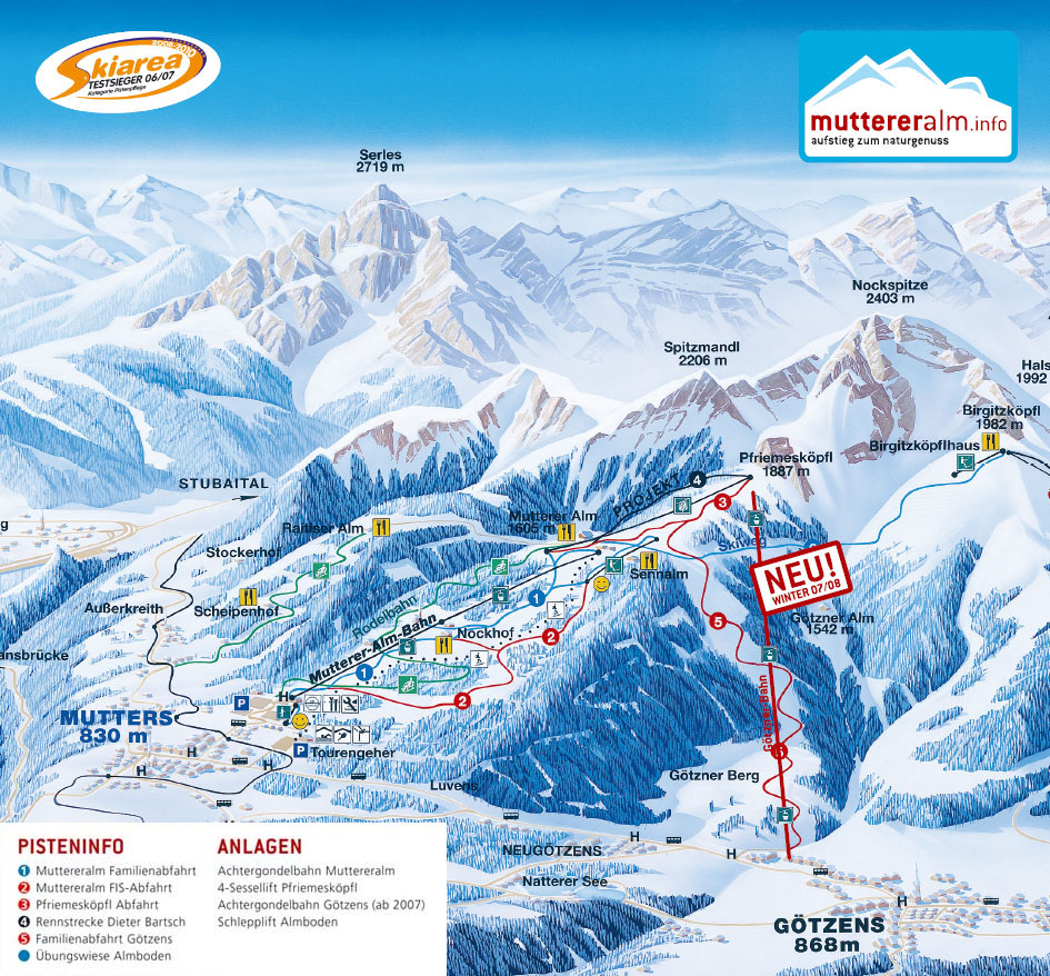 Muttereralm Piste / Trail Map