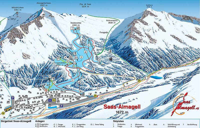 Saas Almagell Piste / Trail Map