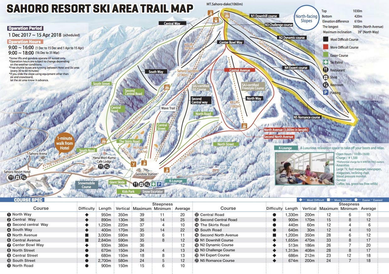 Tokachi Sahoro Resort Piste / Trail Map