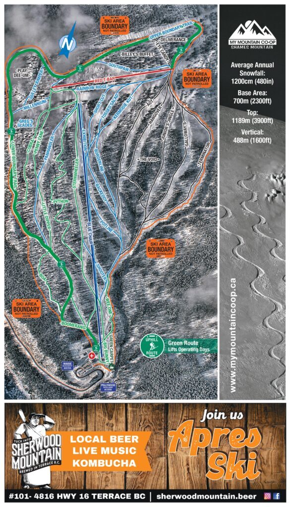 Shames Mountain Piste / Trail Map