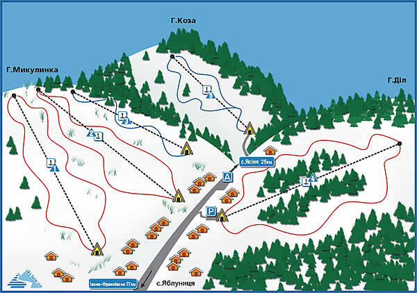 Yablunytsia Piste / Trail Map