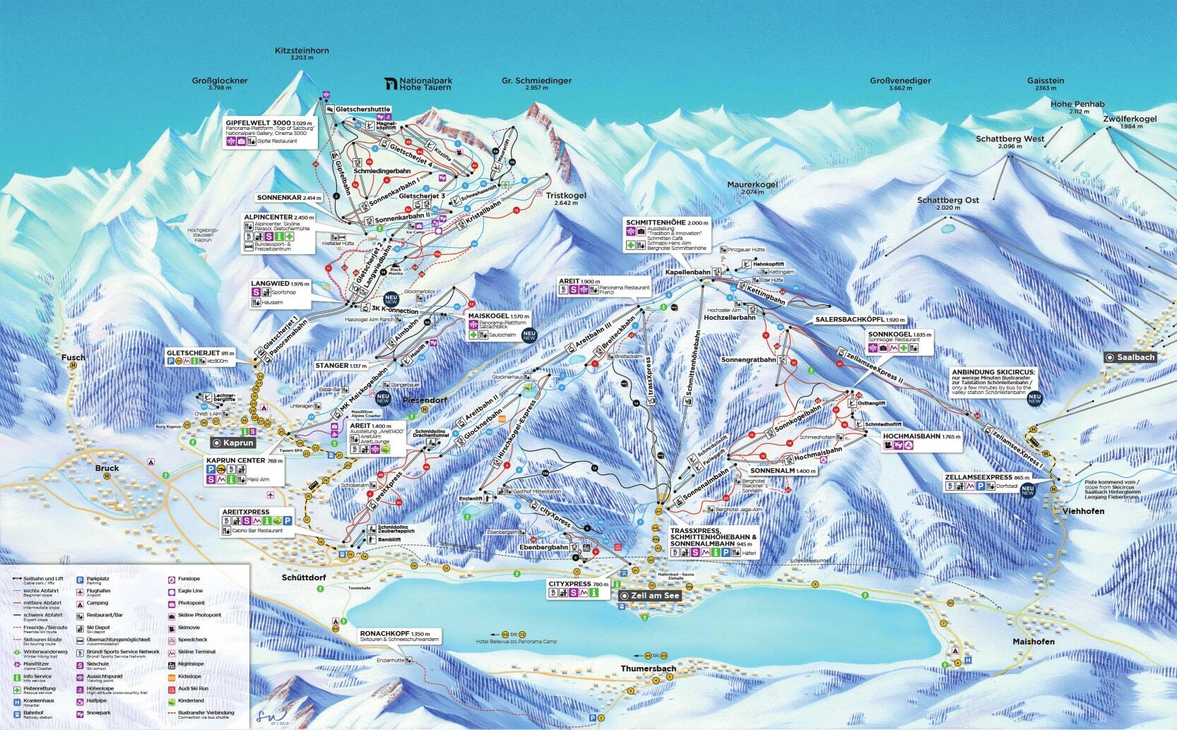 Zell am See Piste / Trail Map