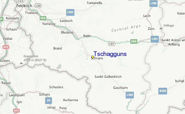 Tschagguns Ski Resort Guide, Lagenkarte Tschagguns Ski- Urlaub Unterkunft