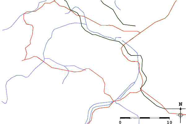 Roads and rivers close to Füssener-Jöchle-Grän