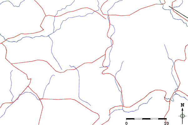 Roads and rivers close to Gokase Highland