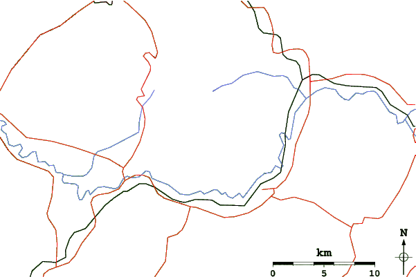 Roads and rivers close to Niseko Moiwa