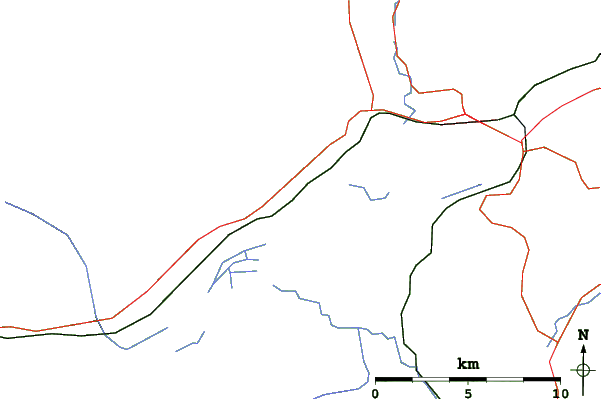 Roads and rivers close to Northern Escape Heli Skiing