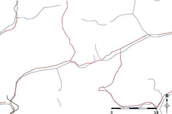 Roads and rivers close to Presena Glacier
