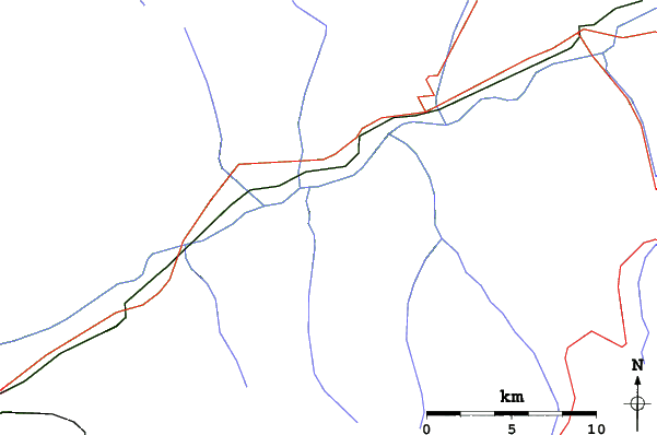 Roads and rivers close to Veysonnaz-Printse