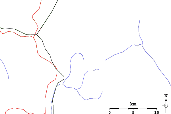 Roads and rivers close to Whitewater